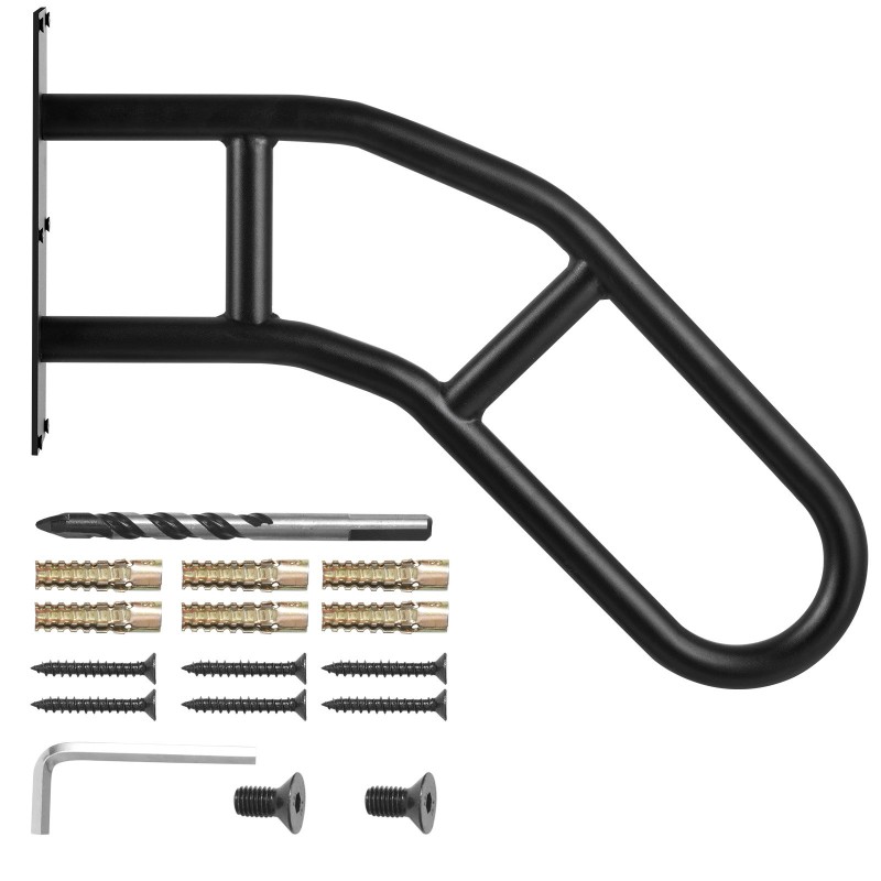 Seinäkiinnitteinen U-muotoinen käsijohde 29 tuumaa hiiliteräs mattamusta 2 kpl ulkokäyttöön