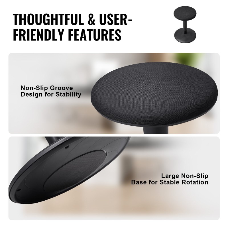 Aktiivituoli muovi ja rauta säädettävä 55–72 cm kiertävä musta