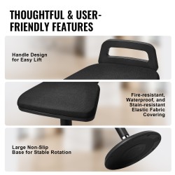 Aktiivituoli elastisella kankaalla 45 mm vaahtotyynyllä kantokahvalla 62,5–87,5 cm musta