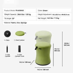 Keinuva aktiivituoli korkeussäädettävä kangas rautarunko 49–63,5 cm vihreä