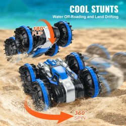 Kauko-ohjattava amfibioauto vesitiivis muovirunko neliveto kaksi akkua nopeus 12 kilometriä tunnissa