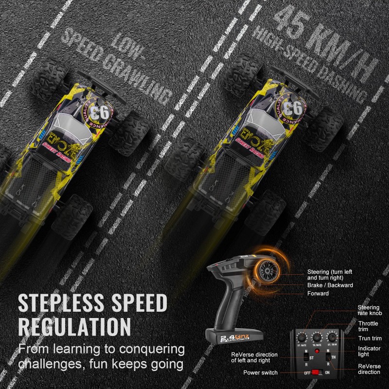 Radio-ohjattava 1:18 nelivetoinen maastoauto harjaton moottori pitkä ajoaika yli 8-vuotiaille