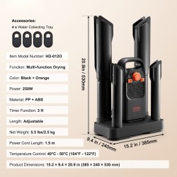 Kengänkuivain 4-putkinen PP ja ABS 2 paria 40–50 °C 3 tunnin ajastin