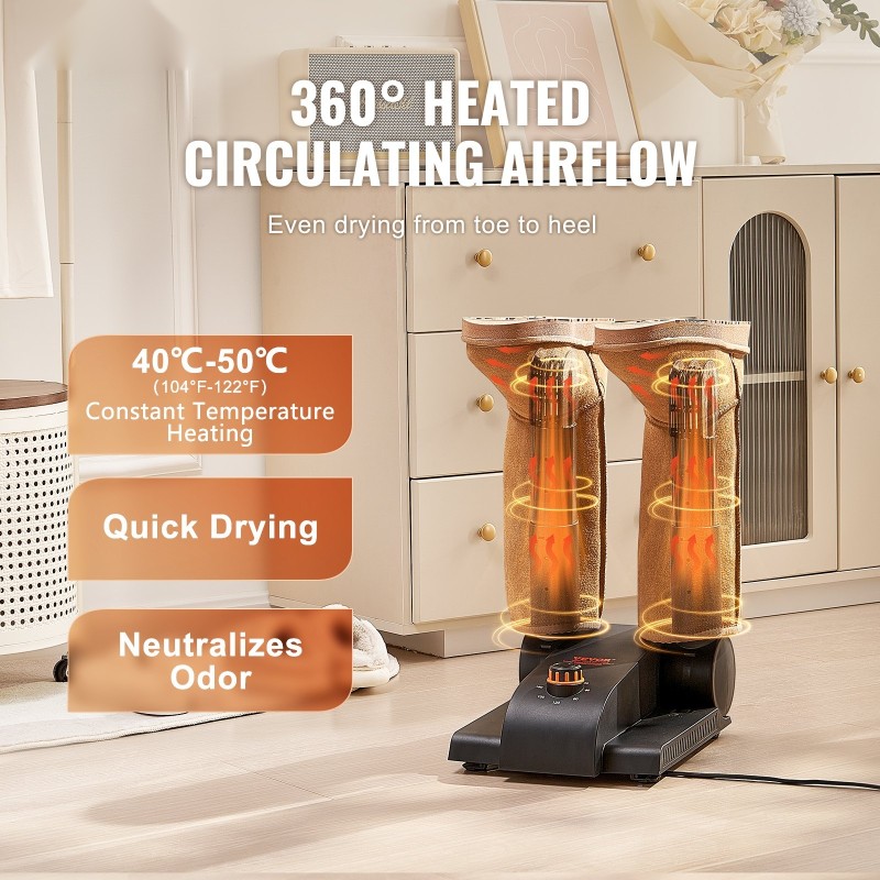 Kenkäkuivain 2-putkinen 180 asteen taittuva ajastin kolmen tunnin PP ja ABS