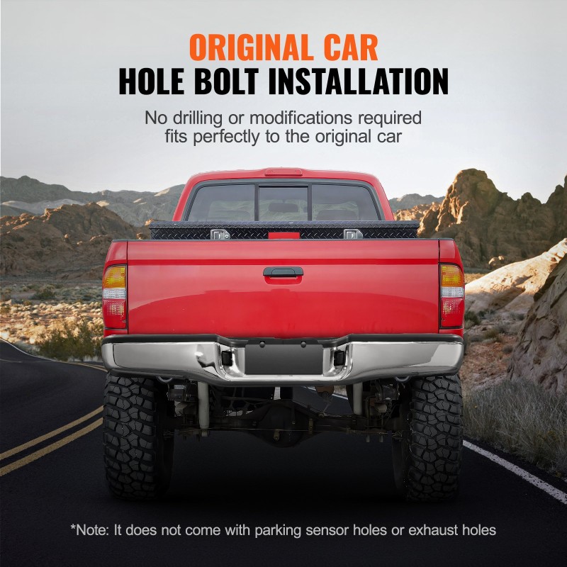 Takapuskuri kromattua terästä yhteensopiva Toyota Tacoma 1995–2004 askelolla ja rekisterivaloilla ilman anturinreikiä