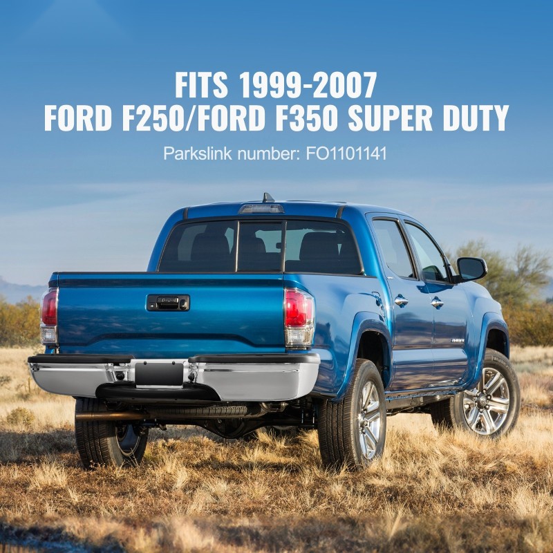 Takapuskuri kromipinnoitettua paksua terästä astinlevyllä kahdella valolla Ford F250 F350 1999–2007