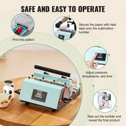 Mukeille ja tumblereille tarkoitettu lämpöpuristin ruostumaton teräs 11–30 unssia