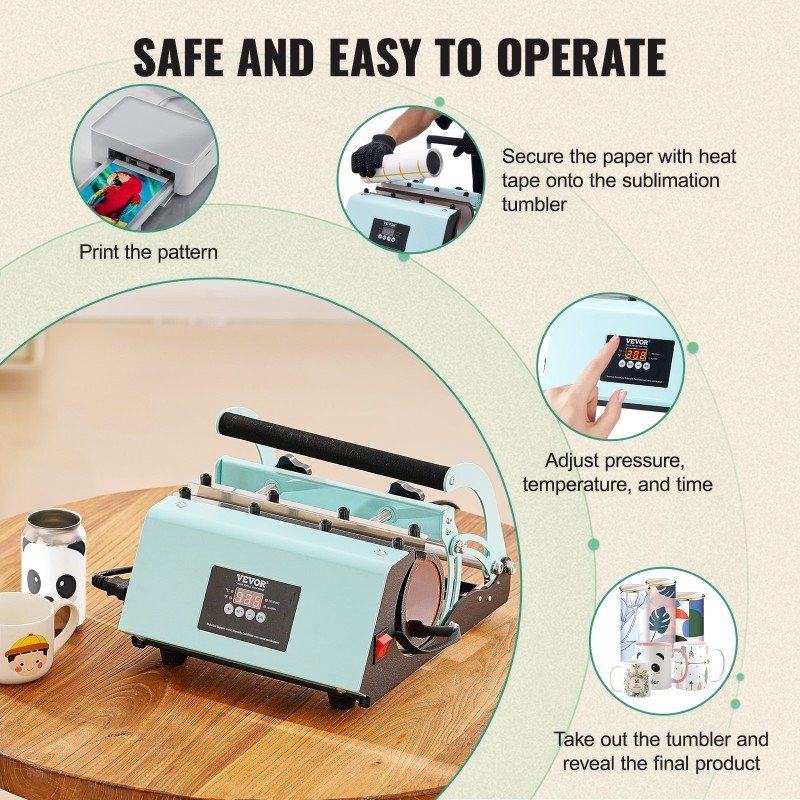 Mukeille ja tumblereille tarkoitettu lämpöpuristin ruostumaton teräs 11–30 unssia