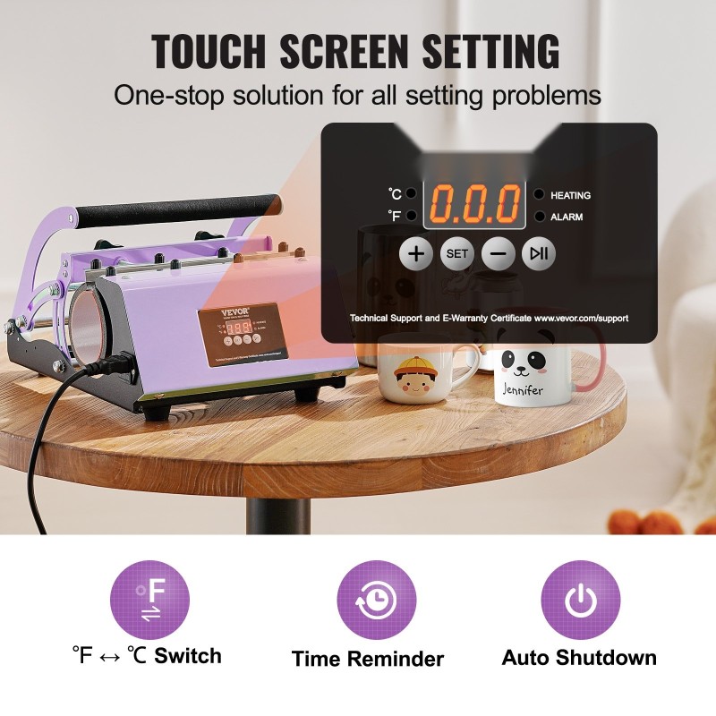 Lämpöprässi mukeille ja juomapulloille 11–30 unssia digitaalinen lämpö ja aikasäätö