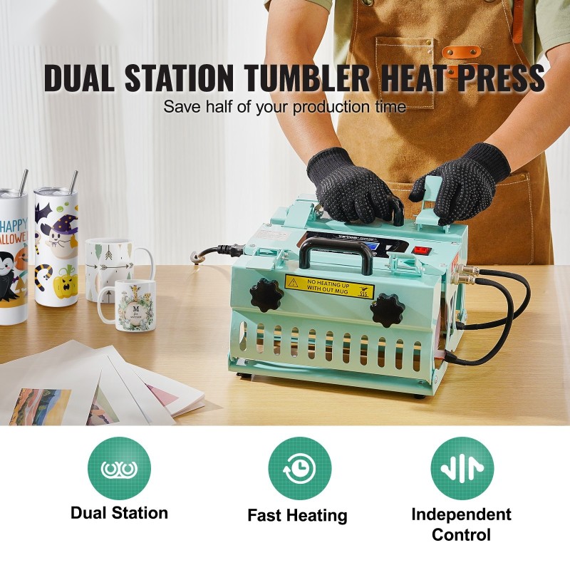 Mukiprässi kaksiasemainen 312–850 g 887 ml ohutlevy digitaalinen sublimaatio