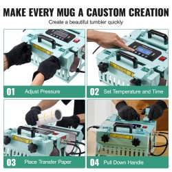 Mukiprässi kaksiasemainen 312–850 g 887 ml ohutlevy digitaalinen sublimaatio