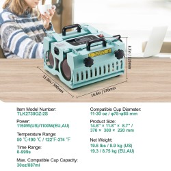 Mukiprässi kaksiasemainen 312–850 g 887 ml ohutlevy digitaalinen sublimaatio