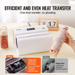 Automaattinen lämpöpuristin mukeille ja termospulloille halkaisijaltaan 75–85 mm valkoinen