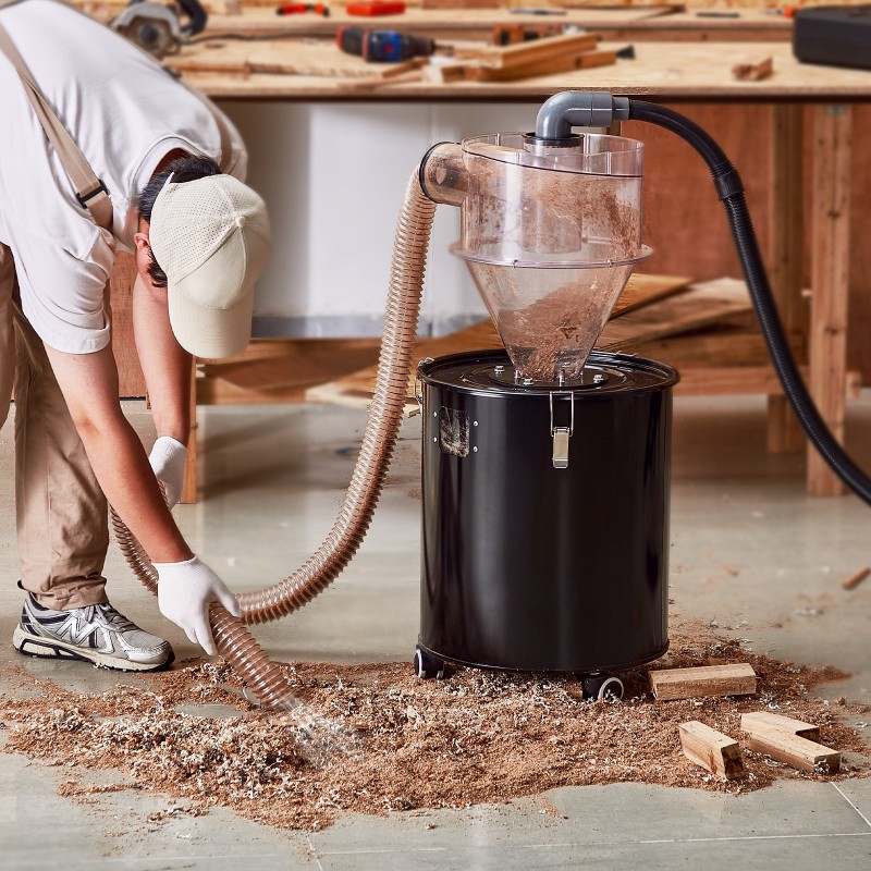 Sykloonierotin 50 l metallirummulle läpinäkyvällä ABS-erottimella 101,6 mm liitännällä