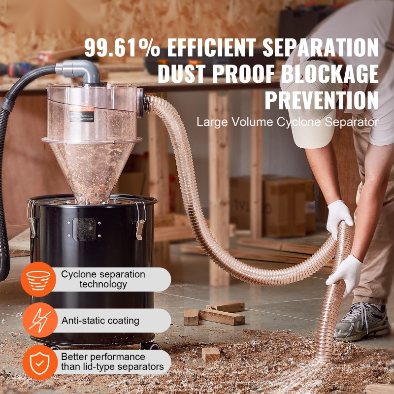 Syklonierotin läpinäkyvä ABS-muovinen 4 tuuman liitäntä märkä- ja kuivaimureille 18.9-37.85L säiliöille