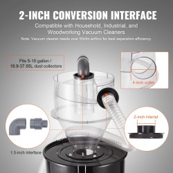 Syklonierotin läpinäkyvä ABS-muovinen 4 tuuman liitäntä märkä- ja kuivaimureille 18.9-37.85L säiliöille