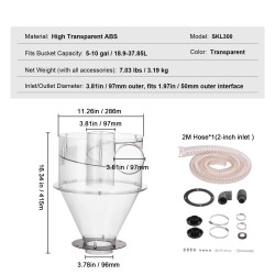 Syklonierotin läpinäkyvä ABS-muovinen 4 tuuman liitäntä märkä- ja kuivaimureille 18.9-37.85L säiliöille