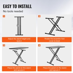 DJ-pöytäteline seosteräksinen taittuva 820 x 495 mm säädettävä 685–855 mm