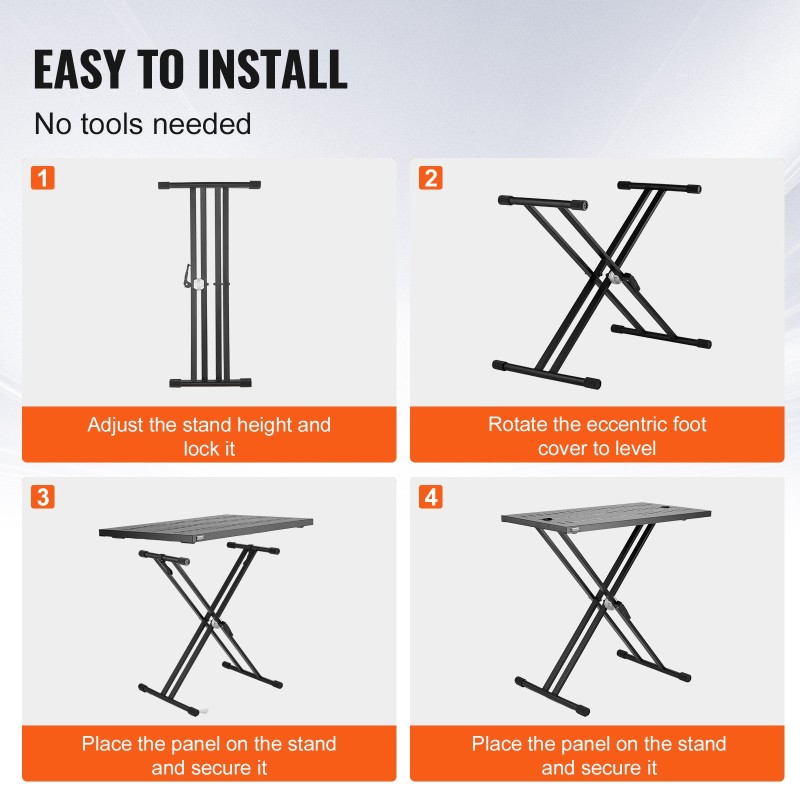 DJ-pöytäteline seosteräksinen taittuva 820 x 495 mm säädettävä 685–855 mm