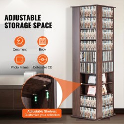 Pyörivä mediakaappi espressovärinen 10 hyllyä 34 lokeroa