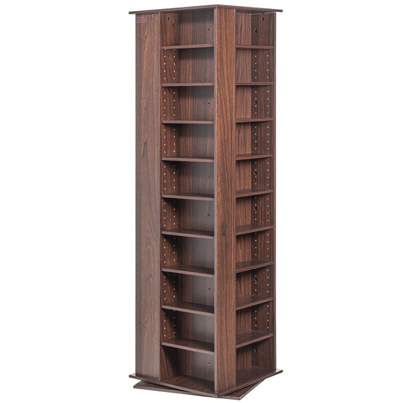 Pyörivä mediakaappi espressovärinen 10 hyllyä 34 lokeroa