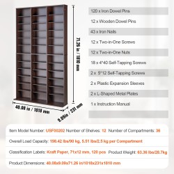 DVD- ja CD-säilytyskaappi säädettävillä hyllyillä tilaa jopa 1080 CD-levyä espresso