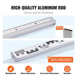 Alumiininen teleskooppimittasauva 4 m kaksipuolinen cm ja mm asteikko kuplavaaka kantolaukku