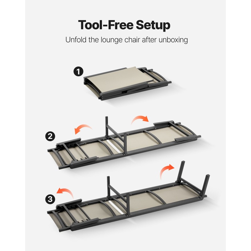 Taitettava ulkolepotuolisetti 2 kpl alumiiniseosrunko Textilene kangas 5 asentoa 181 kg