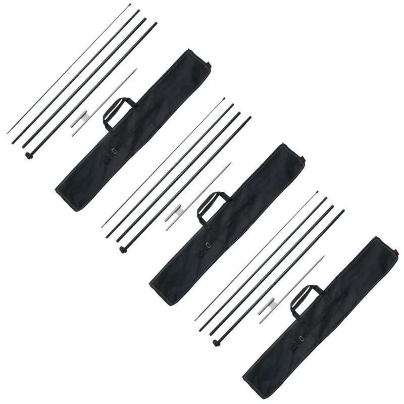 Sulkalipputankosarja kolme settiä alumiiniseos ja lasikuitu 498 senttimetriä korkea ulkokäyttöön