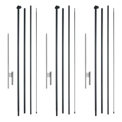 Sulkalipputankosarja kolme settiä alumiiniseos ja lasikuitu 498 senttimetriä korkea ulkokäyttöön