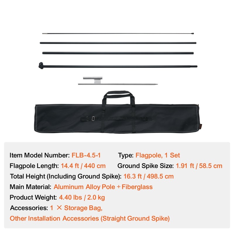 Mainoslippusarja alumiiniseos ja lasikuitu kokonaiskorkeus 498 cm ulkokäyttöön maapiikillä kantolaukulla