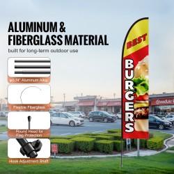 Höyhenviirimastosetti alumiini ja lasikuitu 498 cm kokonaiskorkeus ulkokäyttöön ravintolalle