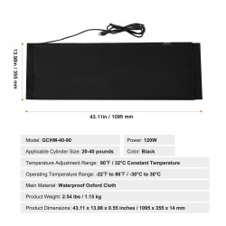 Kaasusäiliön eristetty lämmitinvyö 18,1 kg pullolle 120 W 32 °C