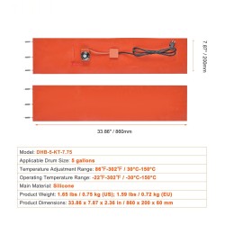 Metallitynnyrin silikonipäällysteinen lämmitin 5 gallonin 18,9 l 800 W säädettävä 30–150°C