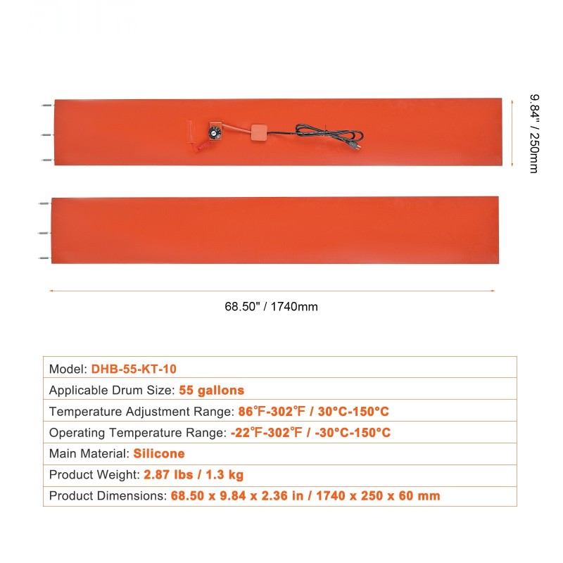 Lämmityspeite metallitynnyrille silikoninen 208,2 l 1200 W 30–150 °C