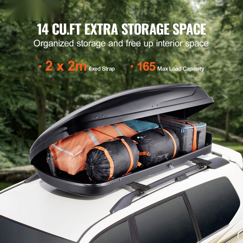 Kattoaulatikko ABS-kovakuori 370 l 75 kg enimmäiskuorma kaksipuolinen avaus poikittaiskiskoihin autoihin