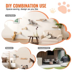 Seinäkiinnitteinen tamminen kissahyllysetti 4 osaa 2 tolppaa 2 riippumattoa pestävät korallifleece-päälliset