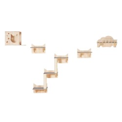 Seinälle asennettava 5 osainen kissahyllysetti 12 mm mäntypuuta kantavuus 18 kg