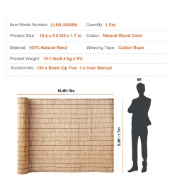 Kaisla-aitarulla luonnollinen kaisla 5 x 1,7 m näkösuoja parvekkeelle ja pihaan