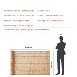 Kaisla-aitarulla 100 prosenttia luonnollista kaislaa koko 4 x 1 m näkösuojaksi parvekkeelle