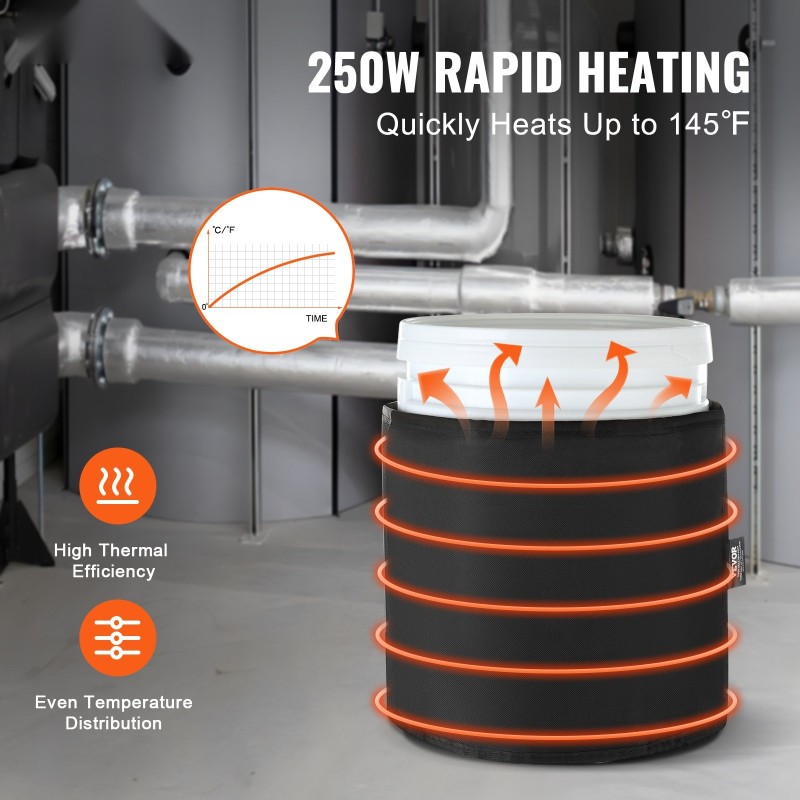 Tynnyrilämmitin vedenpitävällä Oxford-kankaalla 18,93 l 250W säädettävällä termostaatilla