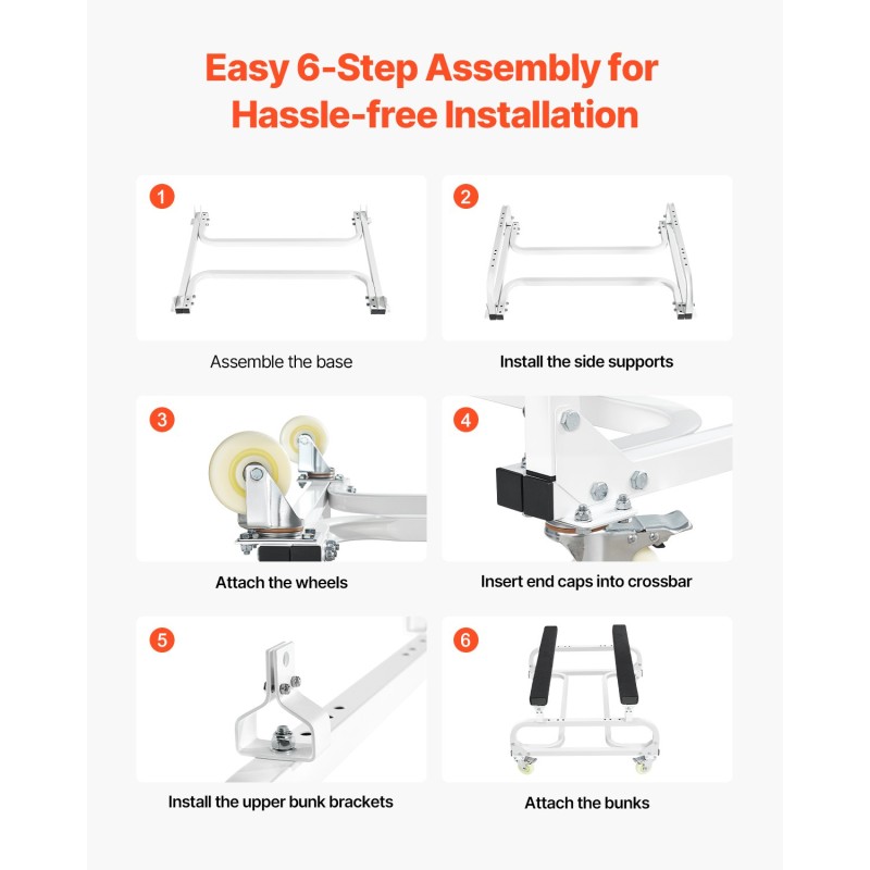 Vesikulkuneuvon siirtovaunu hiiliteräsrunko 590 kg kantavuus säädettävät tukipukit 4 pyörää 2 jarrua