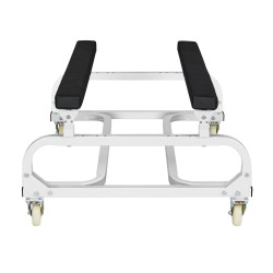 Vesikulkuneuvon siirtovaunu hiiliteräsrunko 590 kg kantavuus säädettävät tukipukit 4 pyörää 2 jarrua