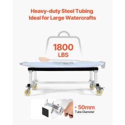 Vesikulkuneuvojen siirtovaunu hiiliteräsrunko 816 kg kantavuus 4 pyörää joista 2 jarrullista