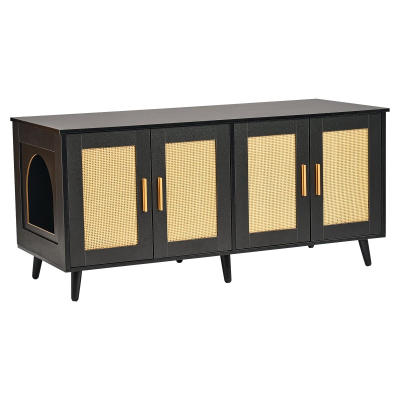 Hiekkalaatikon kaappi 12 mm lastulevystä musta kahdelle kissalle