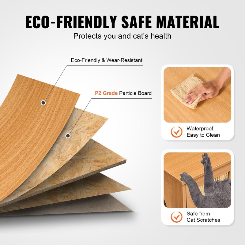 Kissan hiekkalaatikon kaappi 12 mm lastulevy sopii kahdelle kissalle rottinkikoristellut ovet