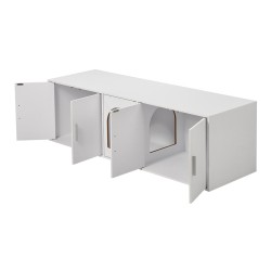 Kissan hiekkalaatikon kaappi lastulevy valkoinen 1 47 m 3 sisäänkäyntiä kantavuus 136 kg