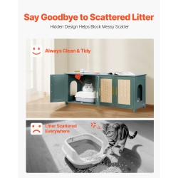 Kissan hiekkalaatikon kaappi P2-luokan lastulevy 120 cm useammalle kissalle neljä rottinkiovea