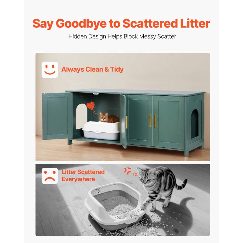 Kissanvessakaappi melamiinipintainen lastulevy ja MDF 120 cm retro vihreä 4 ovea