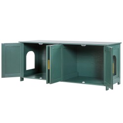 Kissanvessakaappi melamiinipintainen lastulevy ja MDF 120 cm retro vihreä 4 ovea